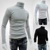 Warm Knitted Shirt Chic Top Turtleneck Solid Color Stretchy Knitted Shirt