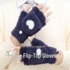 Newcomer Special: Women's Faux Mink Plush Flip Gloves with Love Heart Design, Half-Finger Style for Autumn/Winter Warmth