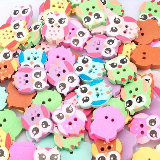 20pcs/set Button Wooden Cartoon Button DIY Handmade Craft Clothes Accessory Clothing Decoration Supplies
