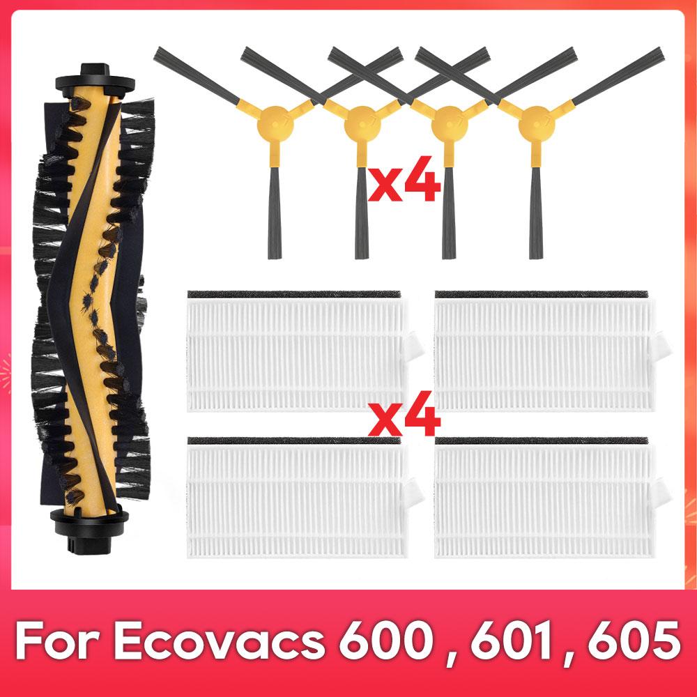Подходит для ( Ecovacs DEEBOT 600, DO3G, 601, 605 ) Робот-пылесос Ролик Боковая щетка Крышка Фильтр Замена Запасная часть Аксессуар