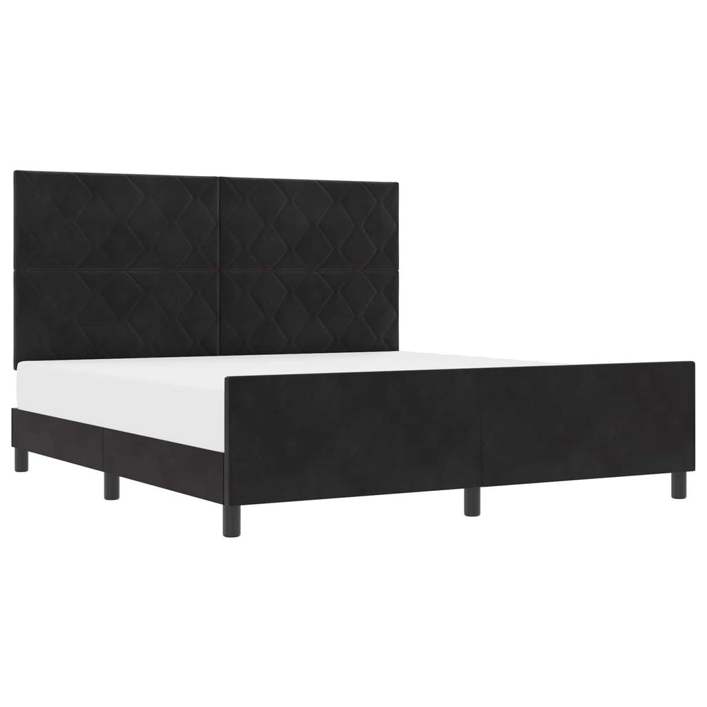 Boxspring Bed with Headboard Black 180 x 200 cm Velvet
