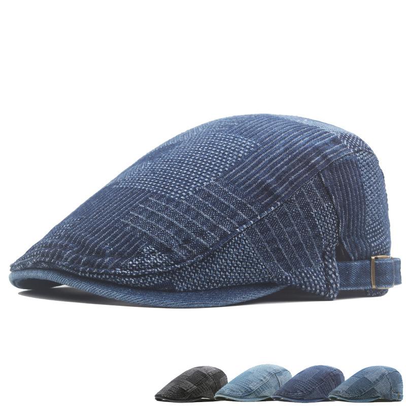 Spring Beret Autumn Thin Denim Forward Cap British Vintage Newsboy Cap Outdoor Sunshade Cap Peaked Cap Gatsby Painters Hat