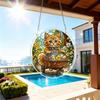 2D Flat, 1set/83pcs 18.8cm Acrylic Jigsaw High-quality Acrylic Suncatcher Jigsaw Puzzle, Orange Tabby Cat Cart with Floral Pattern, DIY Suncatcher Puz