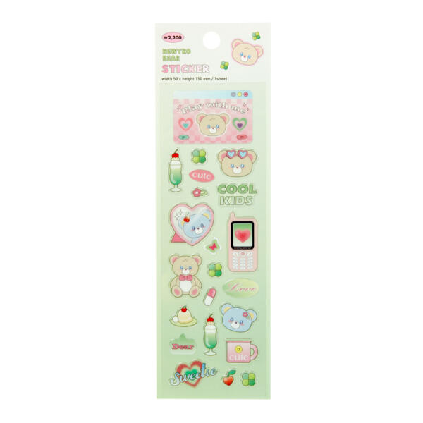 Bullet Journaling Cute Bear Silver Foil Shimmer Seal Stickers