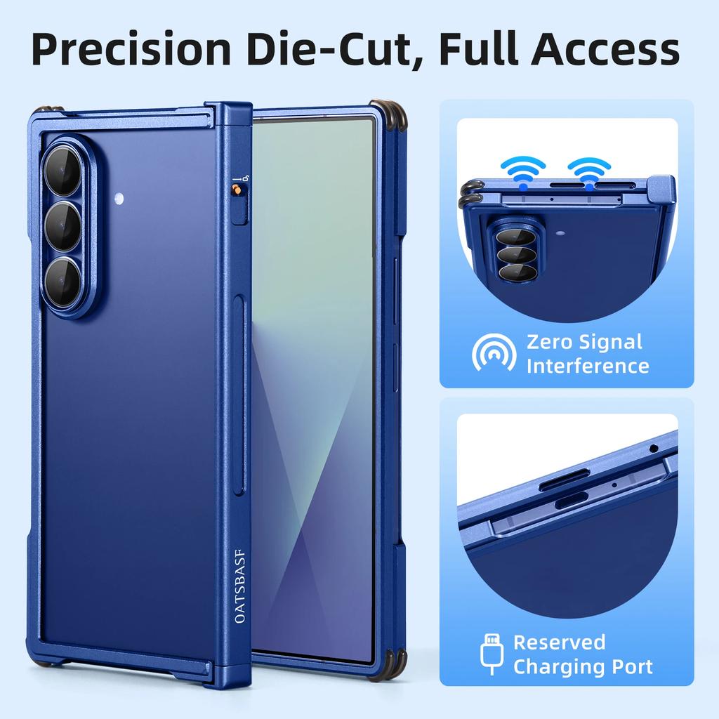 Ранний безрамочный металлический чехол для Samsung Galaxy Z Fold 7 Совместимый с Magsafe Минималистичные оболочки Алюминиевая крышка для телефона для Z Fold 7