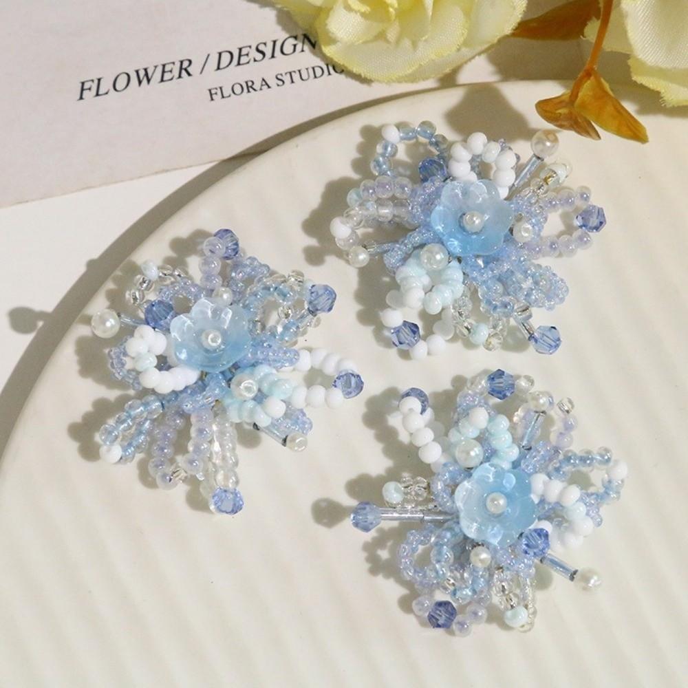 Dopamine Style Beaded Flowers Clusters 2-Piece Set Flower Accessories DIY Earrings Summer Wear