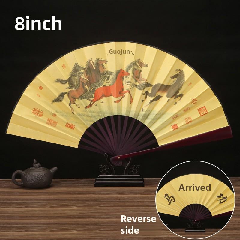 8-дюймовый складной веер в китайском стиле: Ретро классический дизайн ханьфу для мальчиков