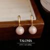 Серьги-подвески TALONIA для женщин Совместимы с металлической аллергией Оставьте их на розовом жемчуге серебро 925 пробы жемчуг с покрытием из 18-каратного золота милые Модные маленькие мини оба