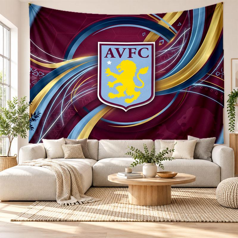 Aston Villa Football Wall Tapestry, Soft Fabric Wall Hanging, Decorative Backdrop For Bedroom Home Wall Art
