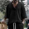 Men'S Large V-Neck Loose Casual Short Sleeved Shirt Sports Top