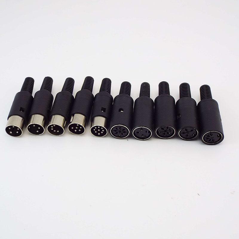 1 пара 3Pin 4Pin 5Pin 6Pin 7Pin 8Pin DIN Male Female Plug Jack с пластиковой ручкой для клавиатуры, кабельный соединительный адаптер