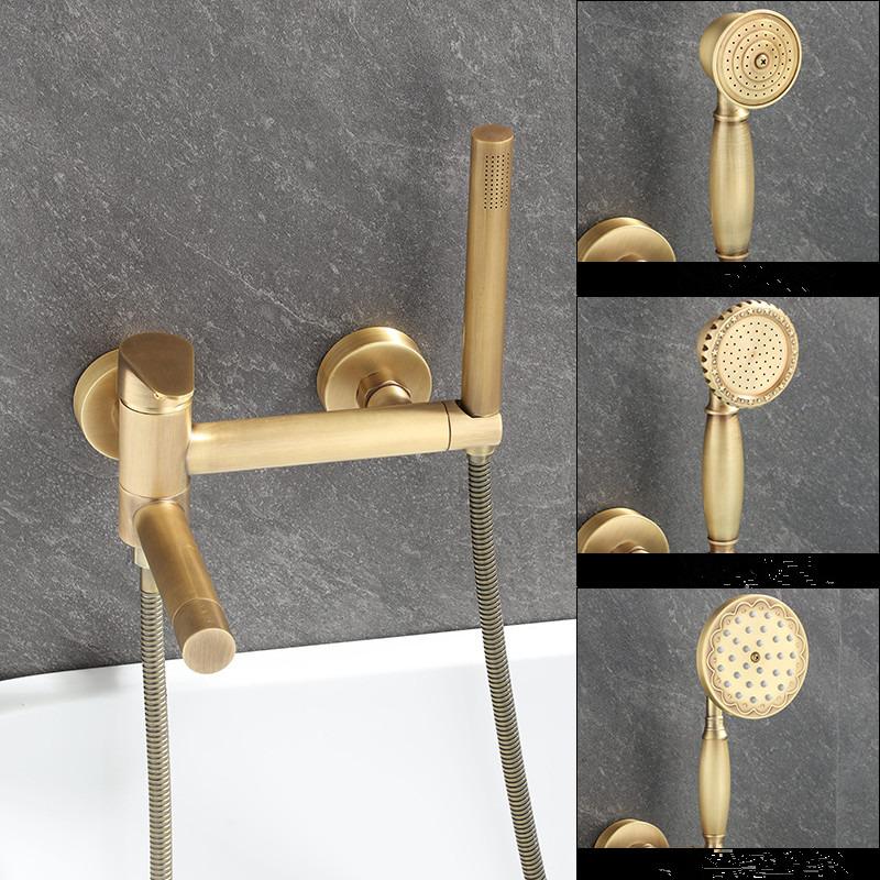 AntiqueBathtub Shower Set Wall Mounted Copper Rotatable Bathtub Faucet,Bidet Faucet Bathroom Bath & Shower Mixer Tap Brass