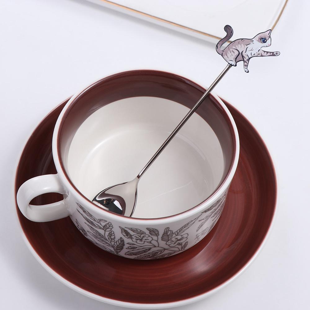 Japanese Korean Style Cat Fish Stainless Steel Spoon Polished Teaspoon Cute Stirring Spoon Cake