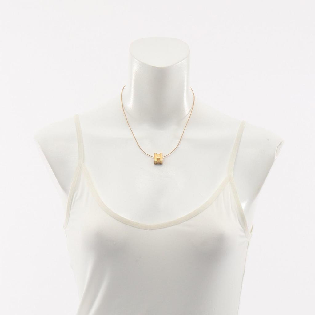 Used HERMES Cardue Ash H-cube Necklace Gold Plated Gold Used