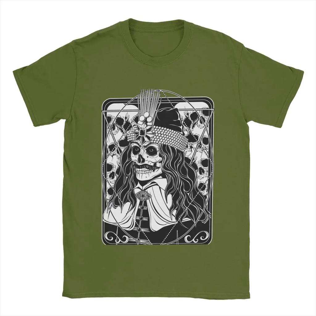 Мужская футболка с изображением Влада Дракулы и черепа, повседневная футболка из чистого хлопка, футболки с коротким рукавом, топы с круглым вырезом и графикой