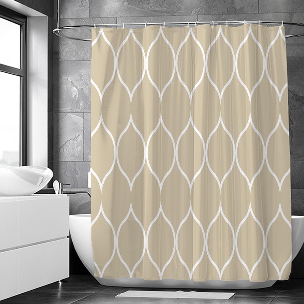 Black And White Geometric Pattern Shower Curtains Waterproof Fabric Bathroom Curtain With Hooks 180X180Cm Toilet Bath Screen