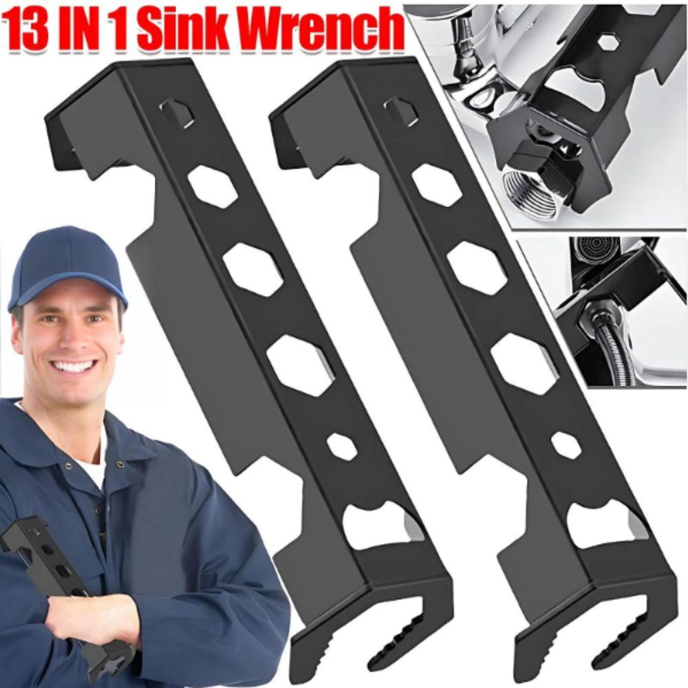 Iron Material Sanitary Wrench Double-End Faucet Wrench 12/13In1 Plumbing Pipe Wrench  Faucet Repair