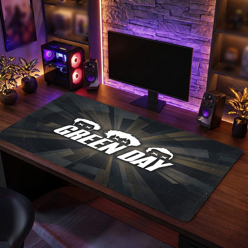 Green Day Print Large Mouse Pad Smooth Surface Anti?Slip Desk Mat For Gaming Office Laptop Decoration