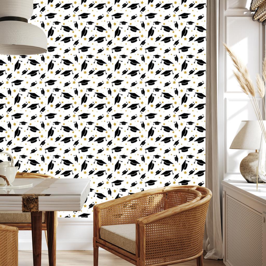 Graduation Wallpaper White and Light Gray 50x1000