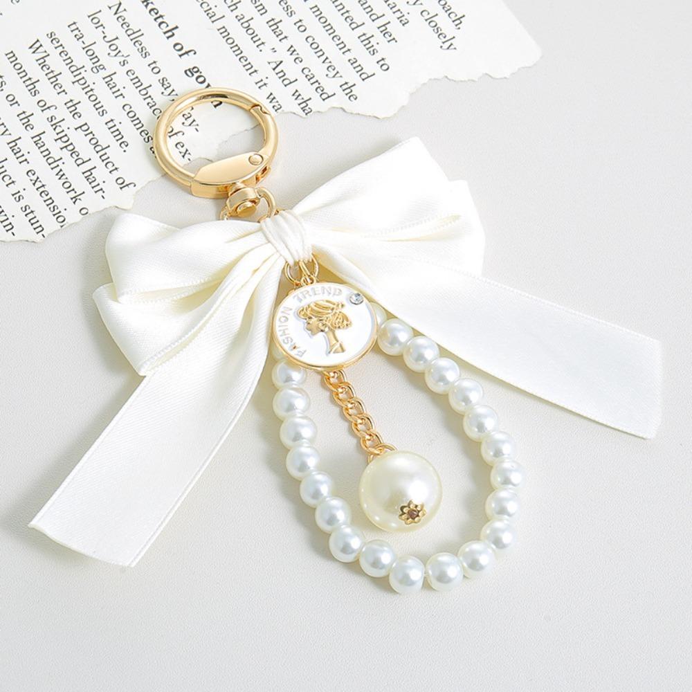 Pearl Chain Bow Key Chain Big Bow Car Key Holder Fashion Car Keychain