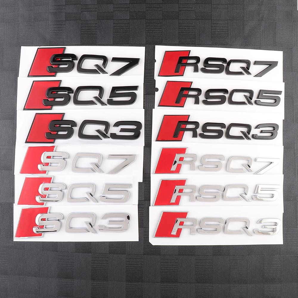 3D ABS SQ3 SQ5 SQ7 Emblem Car Badge Body Trunk Sticker Decoration Accessorie for Audi A4 B8 B6 B9 B7 A3 8P 8V 8L A6 C7 C6 C5 Q5