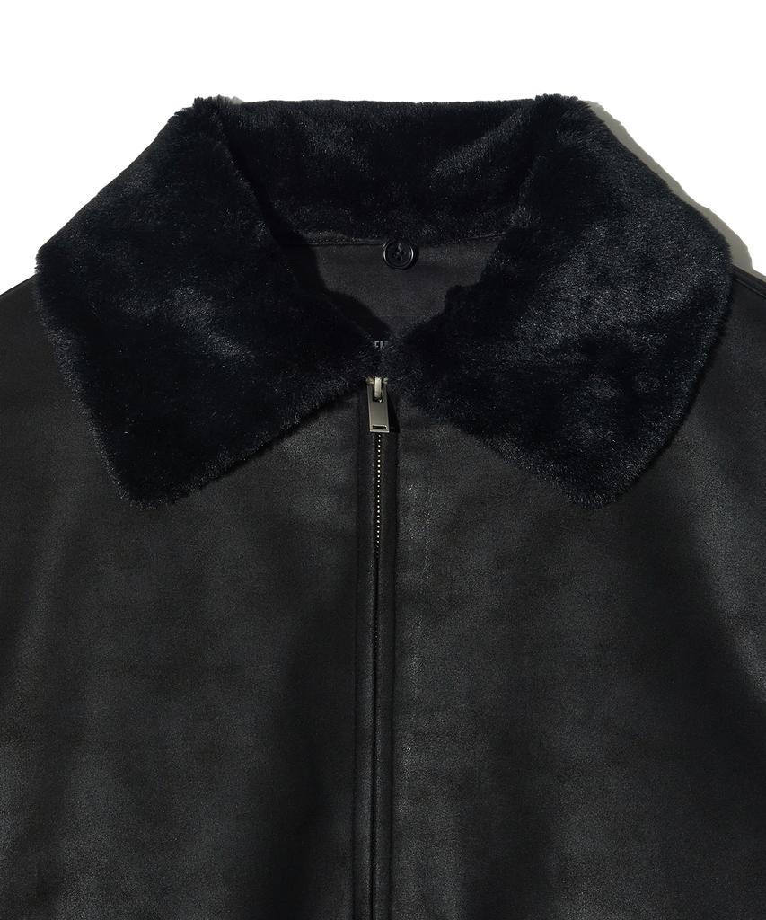 Peace Maker [2Type] Suede Mustang Padded Blouson (Black)