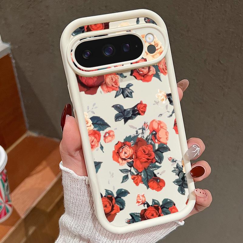 Мягкий силиконовый чехол с рисунком розы для Google Pixel 9 8 Pro Xl 8a, противоударный матовый защитный чехол для линз от падения
