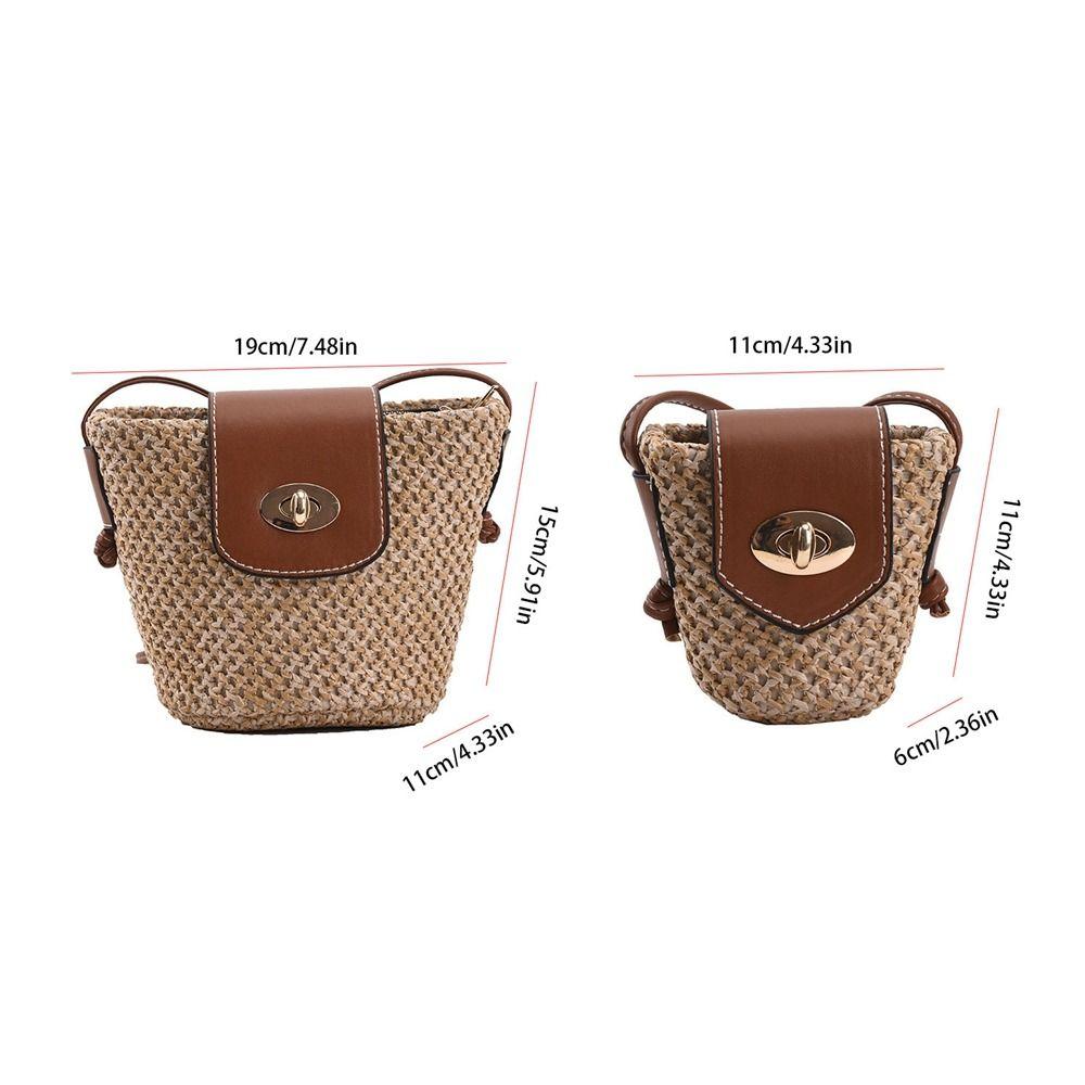 Bohemian Style Weave Shoulder Bag Mini Crossbody Bag Casual Woven Bags for Women Makeup Bag