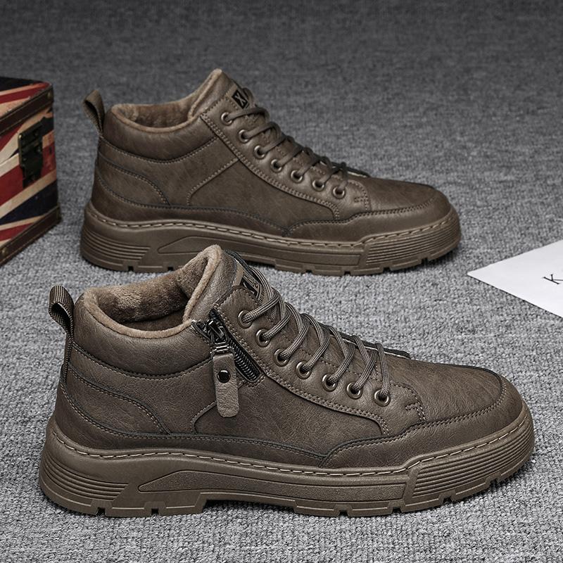 Модные мужские ботильоны с высоким верхом, сохраняющие тепло, мужские зимние ботинки, нескользящие зимние ботильоны, уличная зимняя обувь, мужские теплые кроссовки