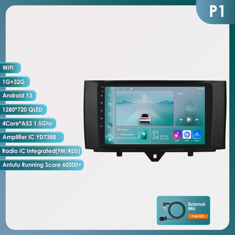 Hizpo Carplay 4G Android 13 автомобильное радио для Smart Fortwo 2011-2015 Мультимедийный видеоплеер GPS 2din Автомагнитола Интеллектуальный экран WIFI Bluetooth RDS FM