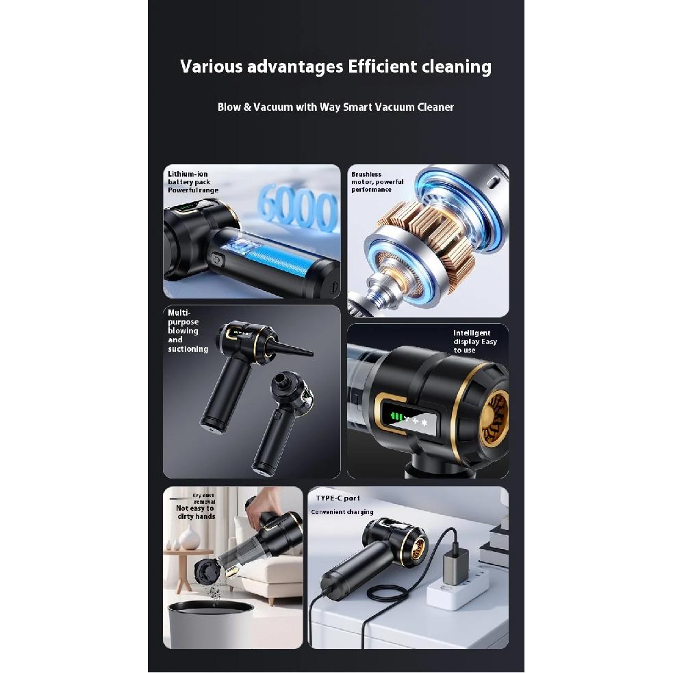 Mini Car Vacuum Cleaner Strong Scution Cordless 998000PA Powerful Wireless Car Cleaner HandHeld Portable Vacuum Cleaner for Car