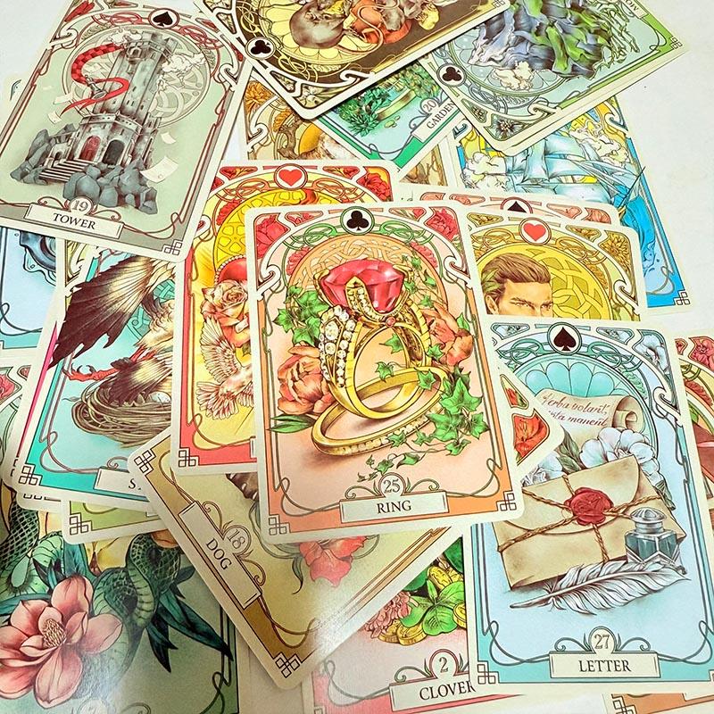 Romantic Lenormand Oracle Cards 37 Deck Art Nouveau English Vision Board Games for Party Family Women Deck