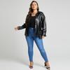 Autumn Thin 2022 PU Leather Jackets Women Vintage Long Sleeve Coats Fashion Buttons Lapel Neck Casual Outerwear Solid Color Coats Plus Size FZH