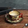 Retro Flowers Ceramic Coffee Cups Light Luxury Home Afternoon Tea Exquisite Mugs Fashionable Office Coffee Cup and Plates Set