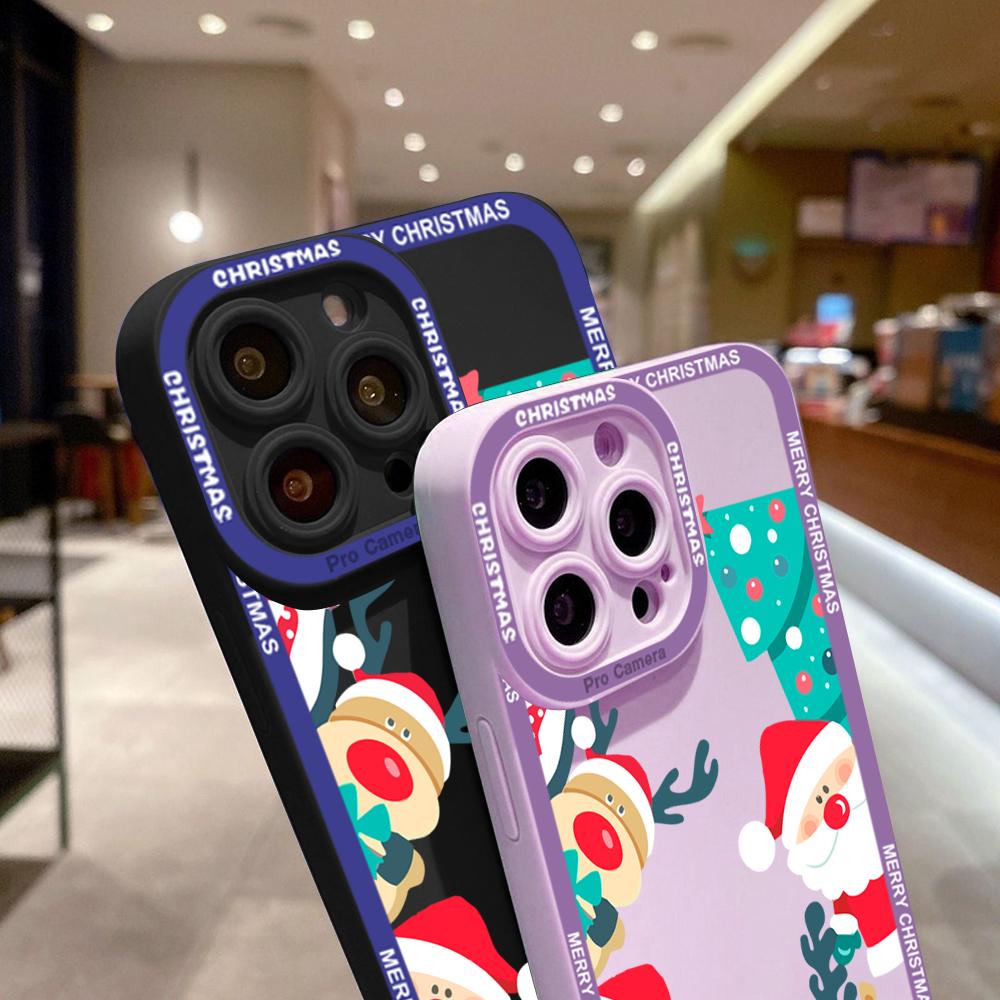 For iPhone 16 15 14 Pro Max Redmi Note 13 12 Pro Samsung S25 S24 Ultra A13 A14 A15 A16 Deer Snowman Design Soft Silicone Shockproof Case