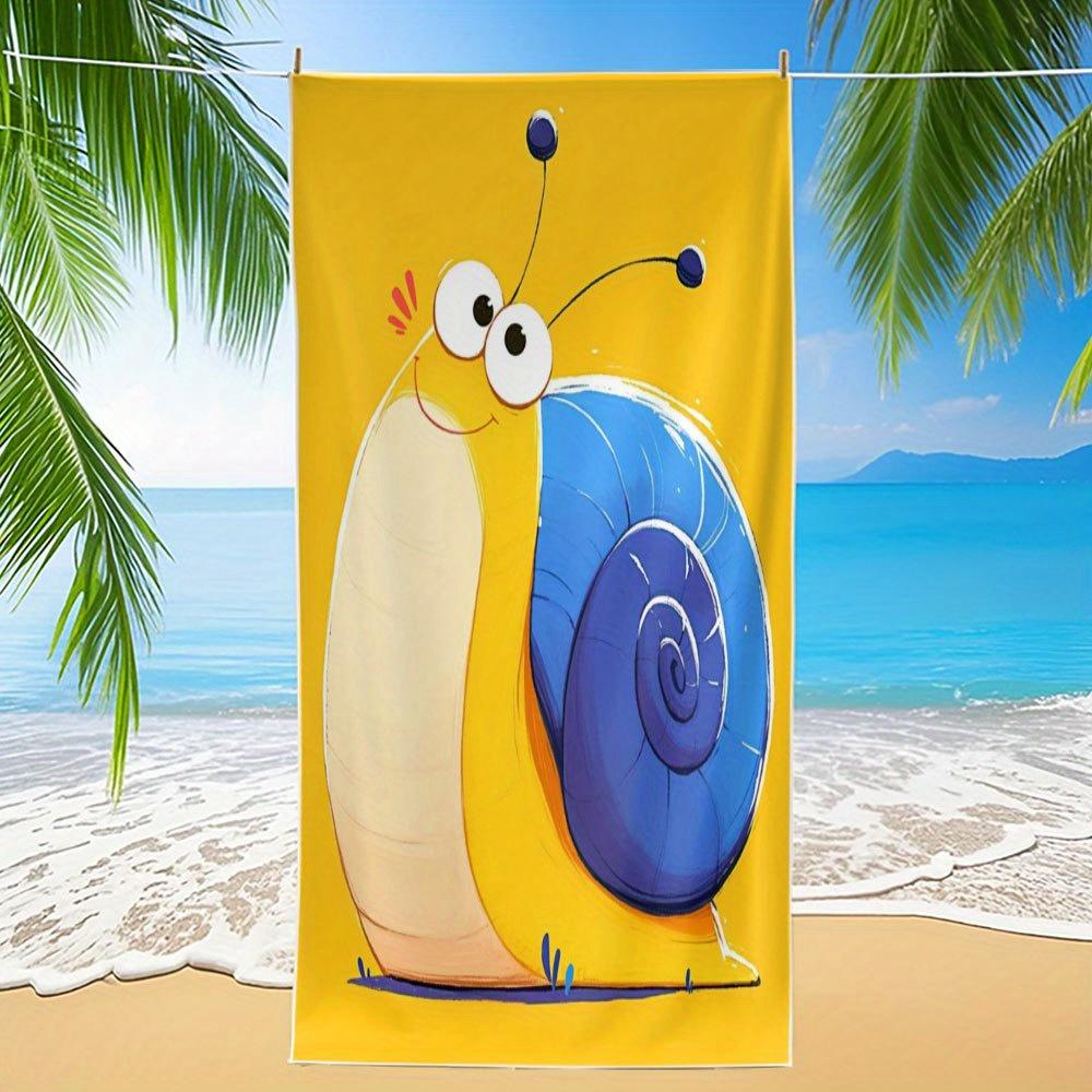 Snail Pattern Printed Anti Sand Microfiber Towel, Soft Absorbent Quick Dry for Swimming