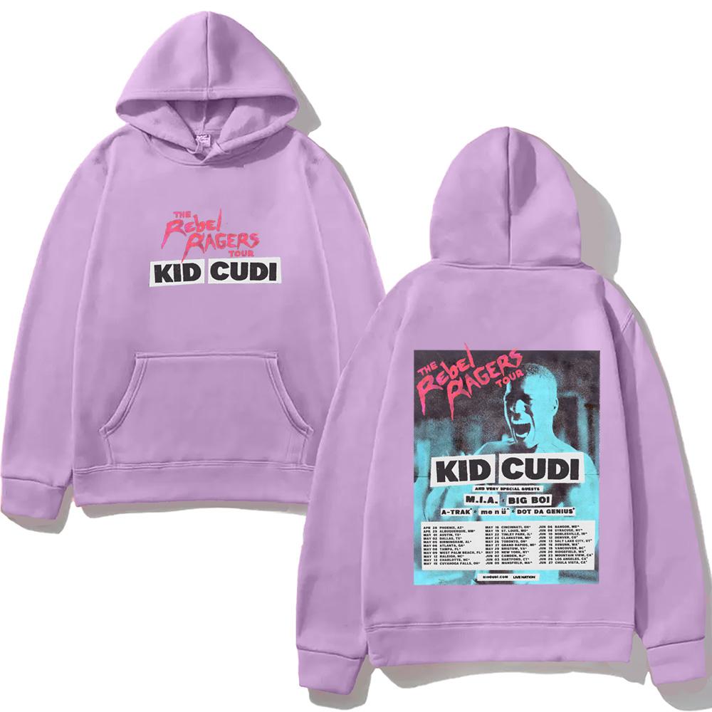 2026 New Print Kid Cudi Tour 2026 Hoodie THE REBEL RAGERS TOUR Harajuku Aesthetic Hoody Classic Soft Punk Hooded Pullovers Fleece