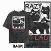 G Back Print Cool Vintage Cotton  Mens Cat Printed Graphic Tshirt  Acid Washed  Streetwear Big Size Oneck mens Tee Tshirt