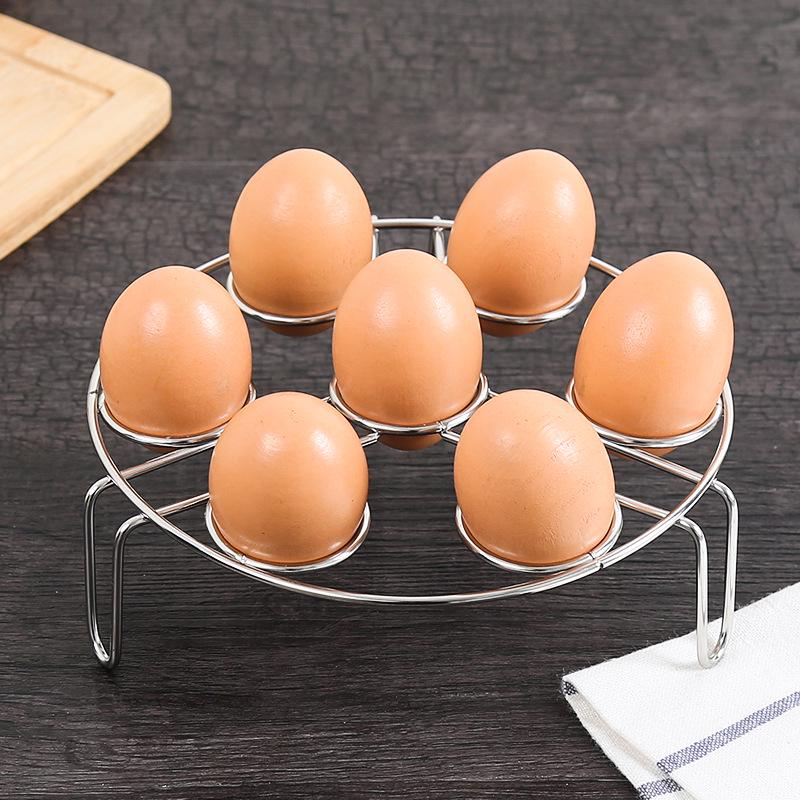 Stainless Steel Steamed Egg Rack Household Three-Legged Kitchen Water-Proof Multi-Function 7 Holes Round Heat Insulation Rack