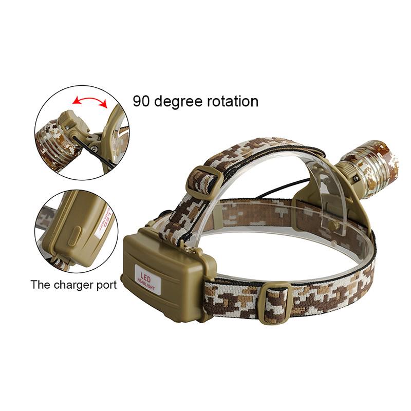 1200 люмен светодиодный налобный фонарь камуфляжный налобный фонарь для кемпинга налобный фонарь с зарядным устройством