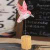 Wood Carving Hummingbird Ornament with Tree Stump/Bell Handcrafted Bird Figurine Statue Sculpture Home Office Desktop Decoration