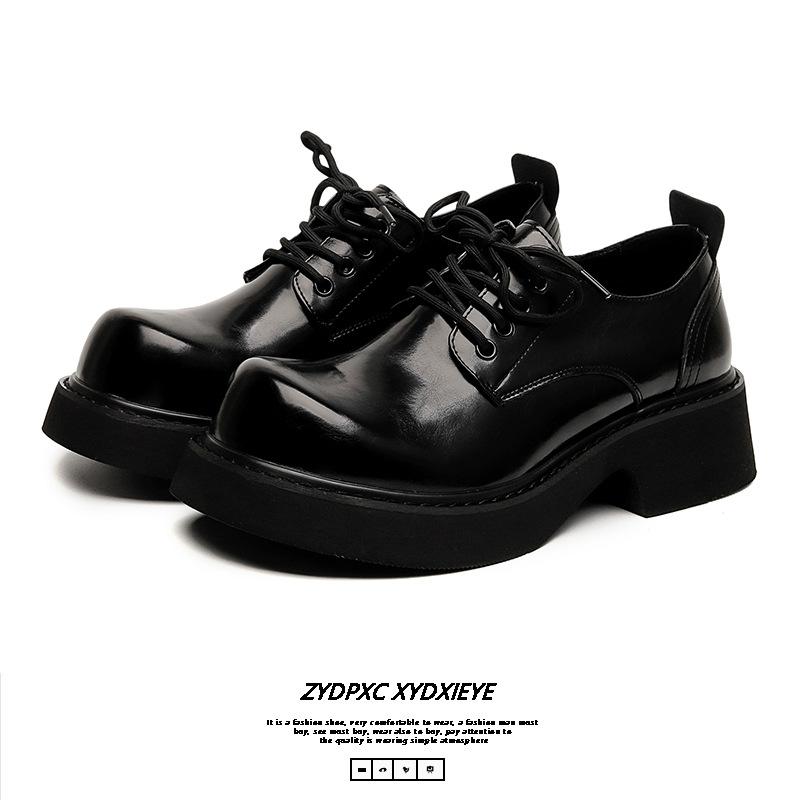 Весенний тренд в британском стиле, повседневные маленькие кожаные туфли, мужские ретро-туфли с большим носком, кожаные туфли на платформе, увеличивающие рост 3209-E