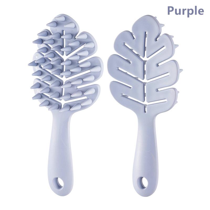 Силиконовая щетка для шампуня в форме листа, массажная головка для кожи головы, мягкая расческа для волос, длинная ручка, щетка для ванны, массаж тела, очищающий инструмент, подарок