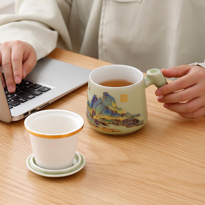 Office Cup Ceramic Water Cup Set Souvenir Business Gift Creative Cup Practical Birthday Gift