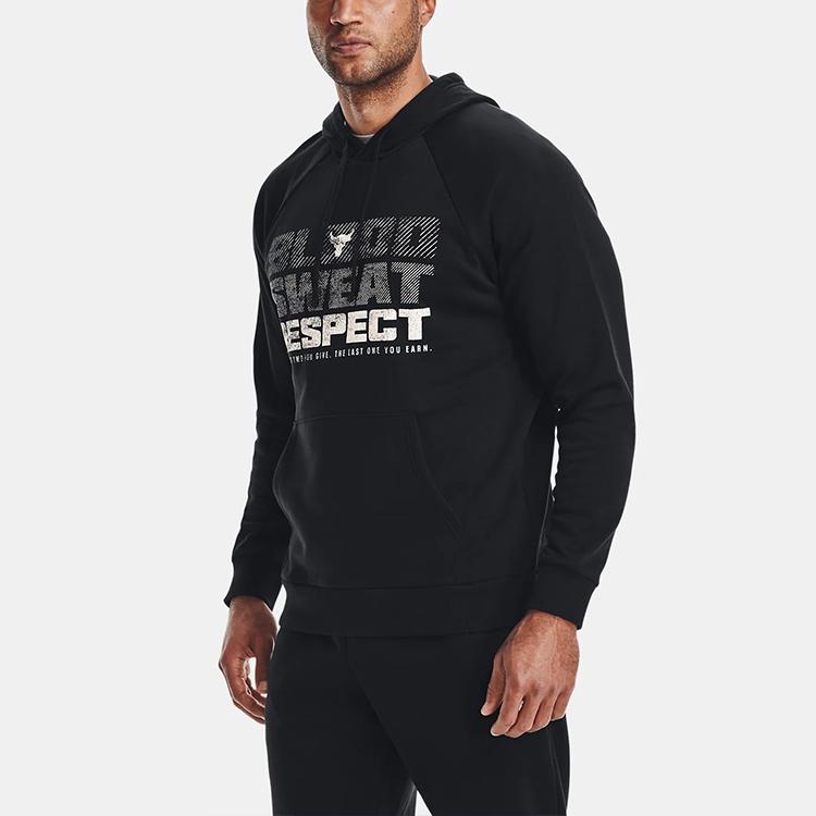 Under Armour Johnson Series Logo Print Fleece Training Hoodie Men Hoodies Black 1367109-001