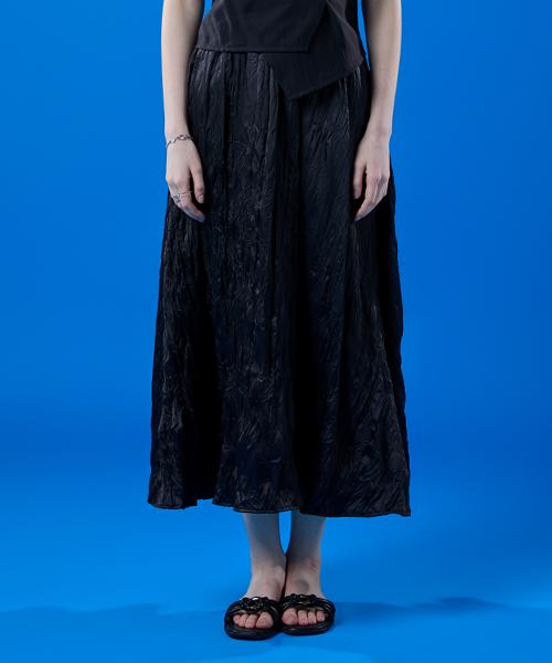 Collet Chiffon Cooling Marmont Pleated Flare Long Skirt [Black] Long Skirt Ver.