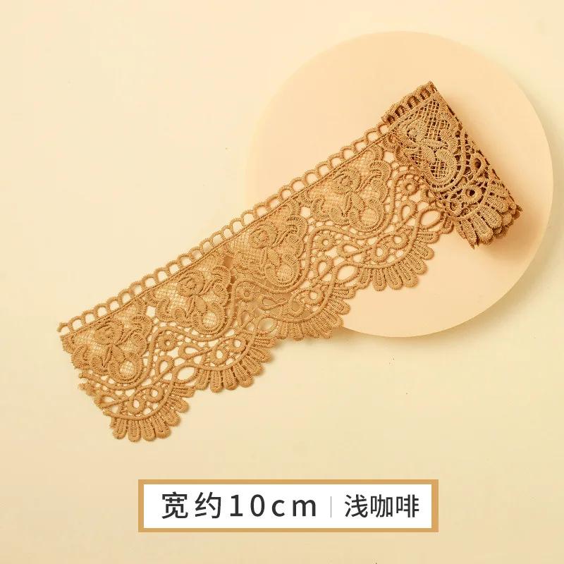 Красочная кружевная лента с цветочной вышивкой и перфорацией для шитья одежды своими руками, ширина 10 см, ручная работа, водорастворимая кружевная тесьма