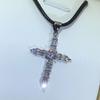 925 Sterling Silver Popular White Zircon Cross Pendant New Necklace For Ladies Party Birthday Jewelry Gift
