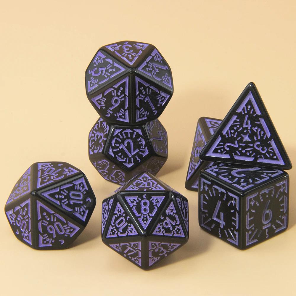 Набор многогранных кубиков DND, 7 шт. D4-D20, удивительные игровые кубики с гравировкой для сувенирных развлечений, ролевых игр, настольная игра