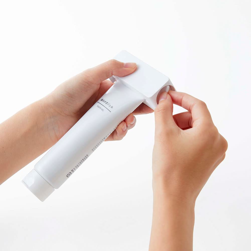 Yamazaki Jitsugyo 5625 Film Hook Toothpaste Tube Holder White Approx. W9XD3.5XH3.5cm Tower Toothpaste Tube Squeezer That Can Be Used Without Waste